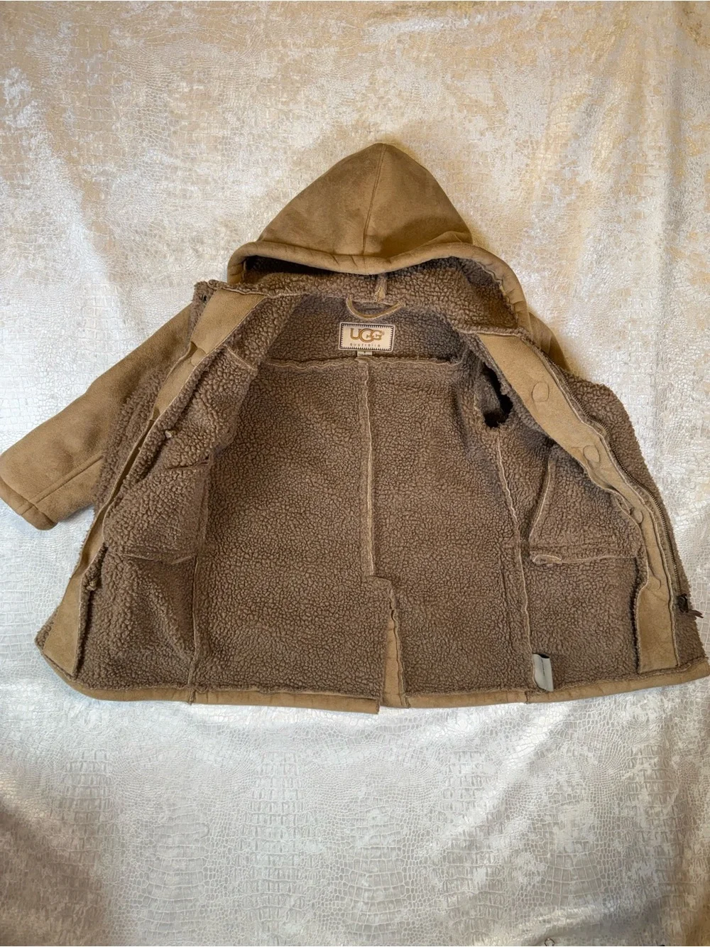 Vintage UGG Australia kids' hooded faux shearling duffle coat, Kids size 2